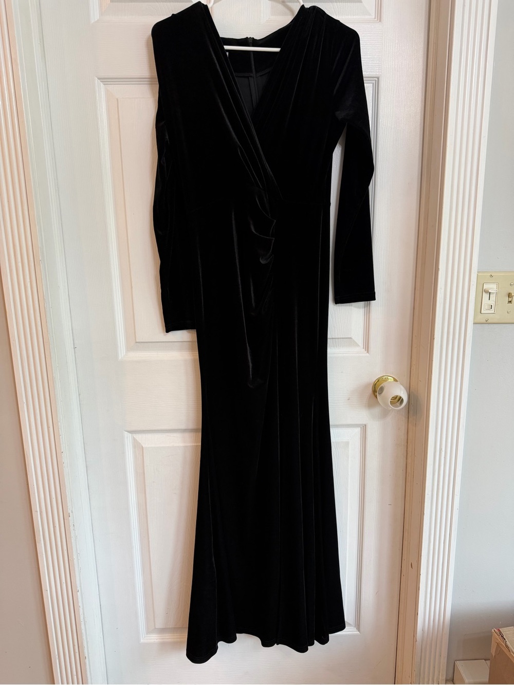 Elegant Black Velvet Wrap Maternity Dress